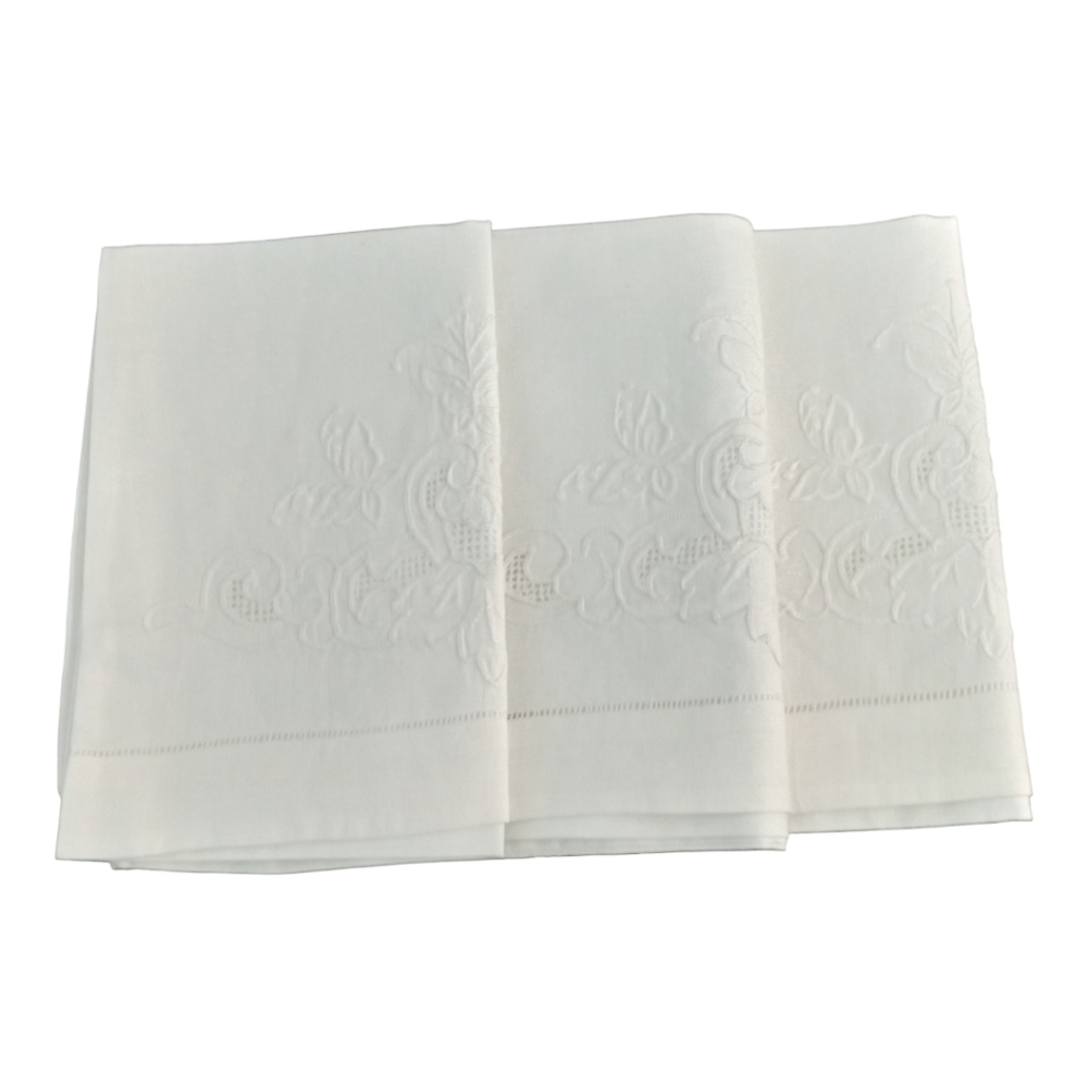 Pillow Cover White Boudoir Cutwork Embroidery Cotton 12" x 27" Set of 3